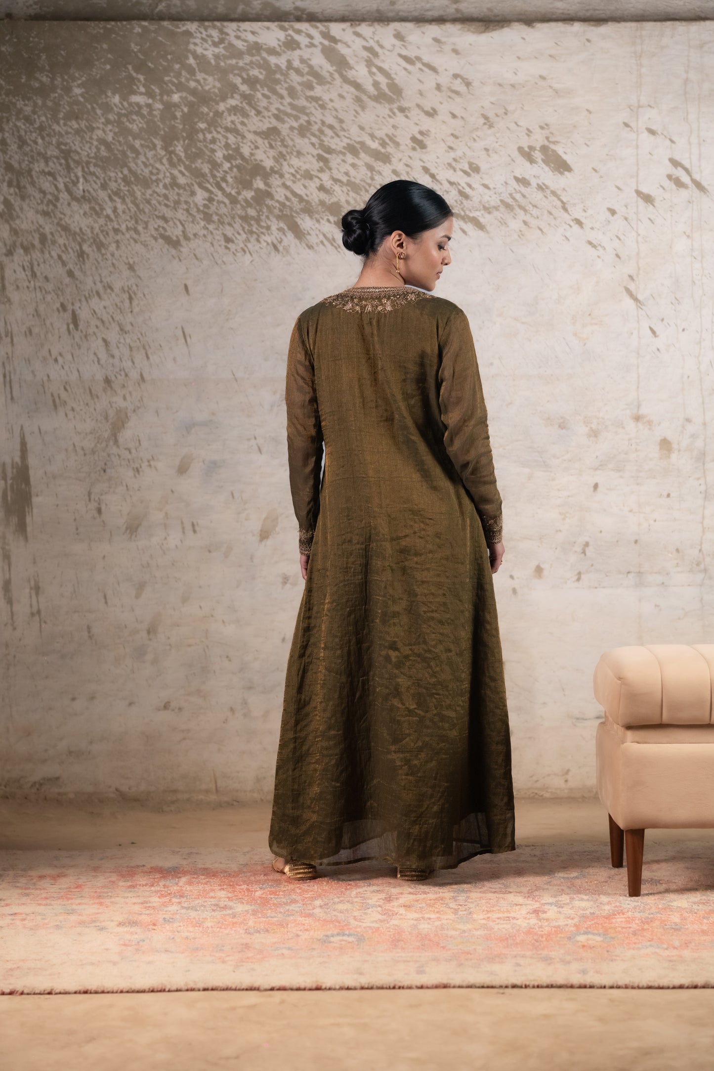 DARK MOSS GREEN TISSUE JACKET SET