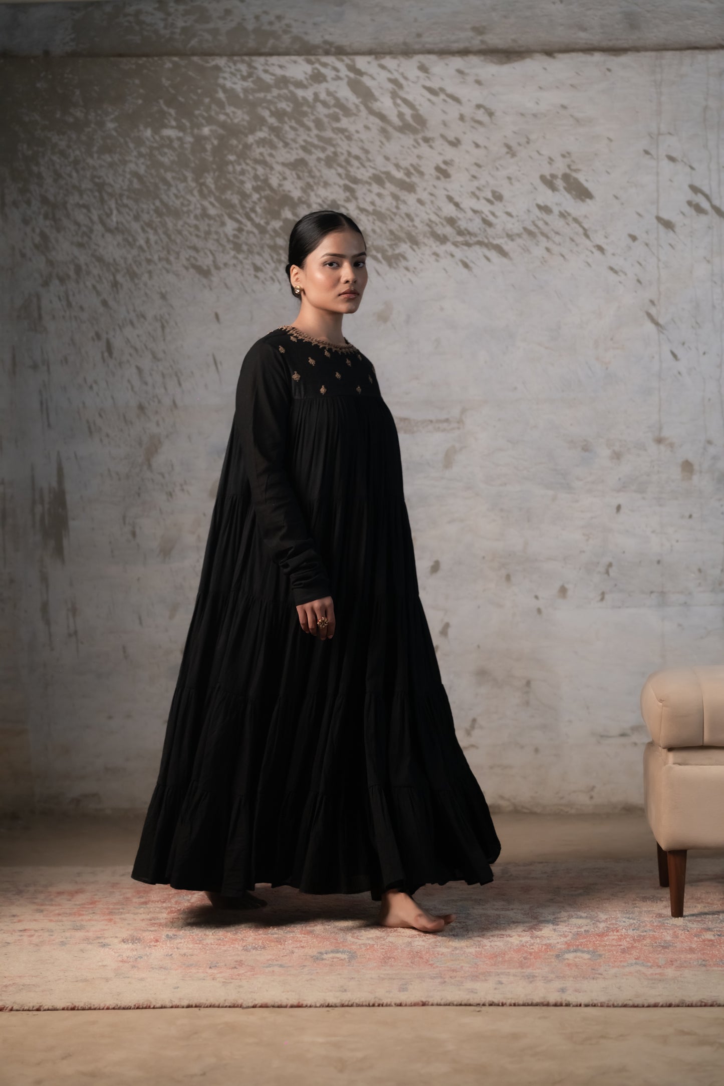 BLACK TIERED MUL ANARKALI