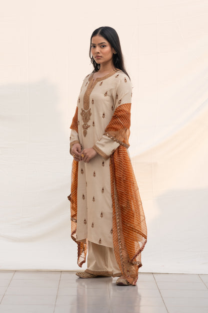IVORY MOGA SILK KURTA SET