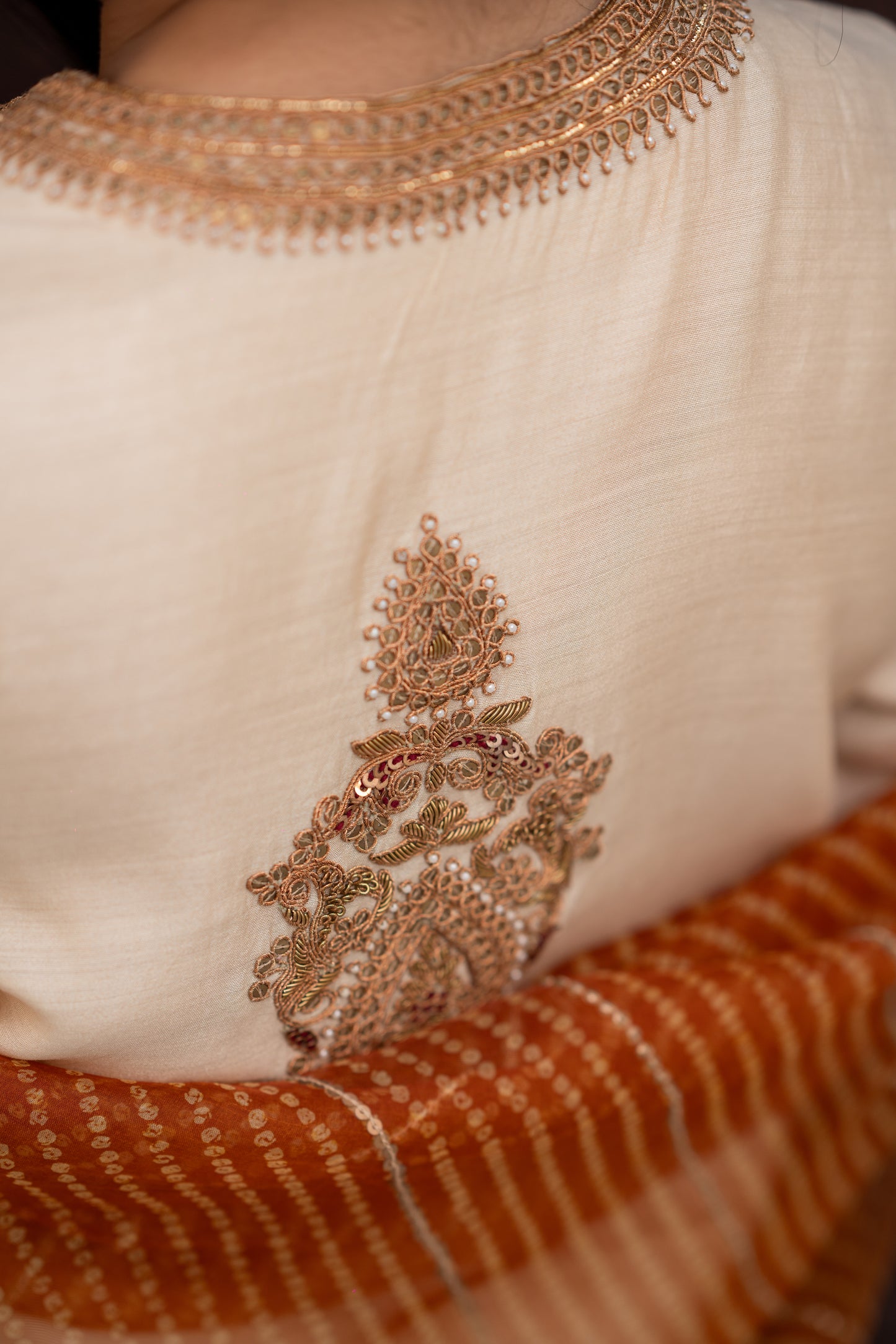 IVORY MOGA SILK KURTA SET