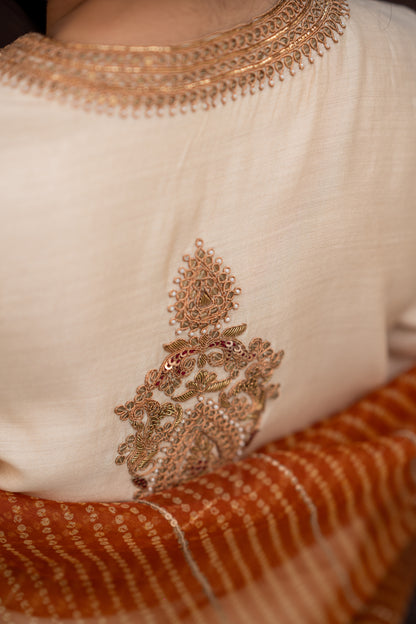 IVORY MOGA SILK KURTA SET