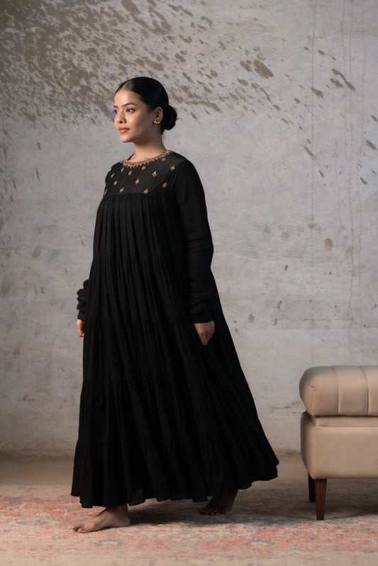 BLACK TIERED MUL ANARKALI