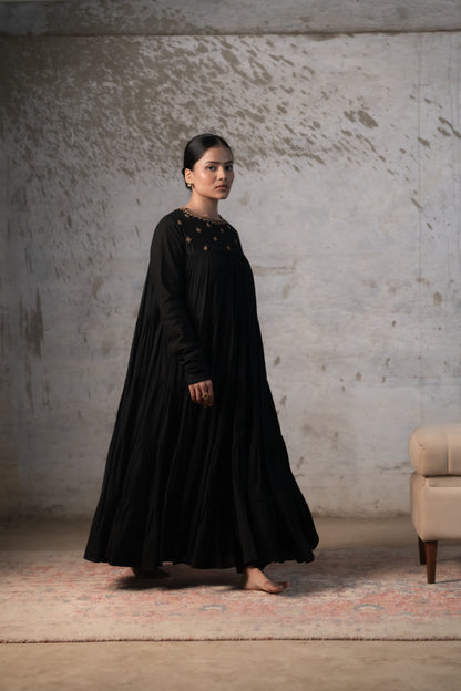 BLACK TIERED MUL ANARKALI