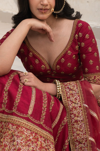 SCARLET RED LEHENGA